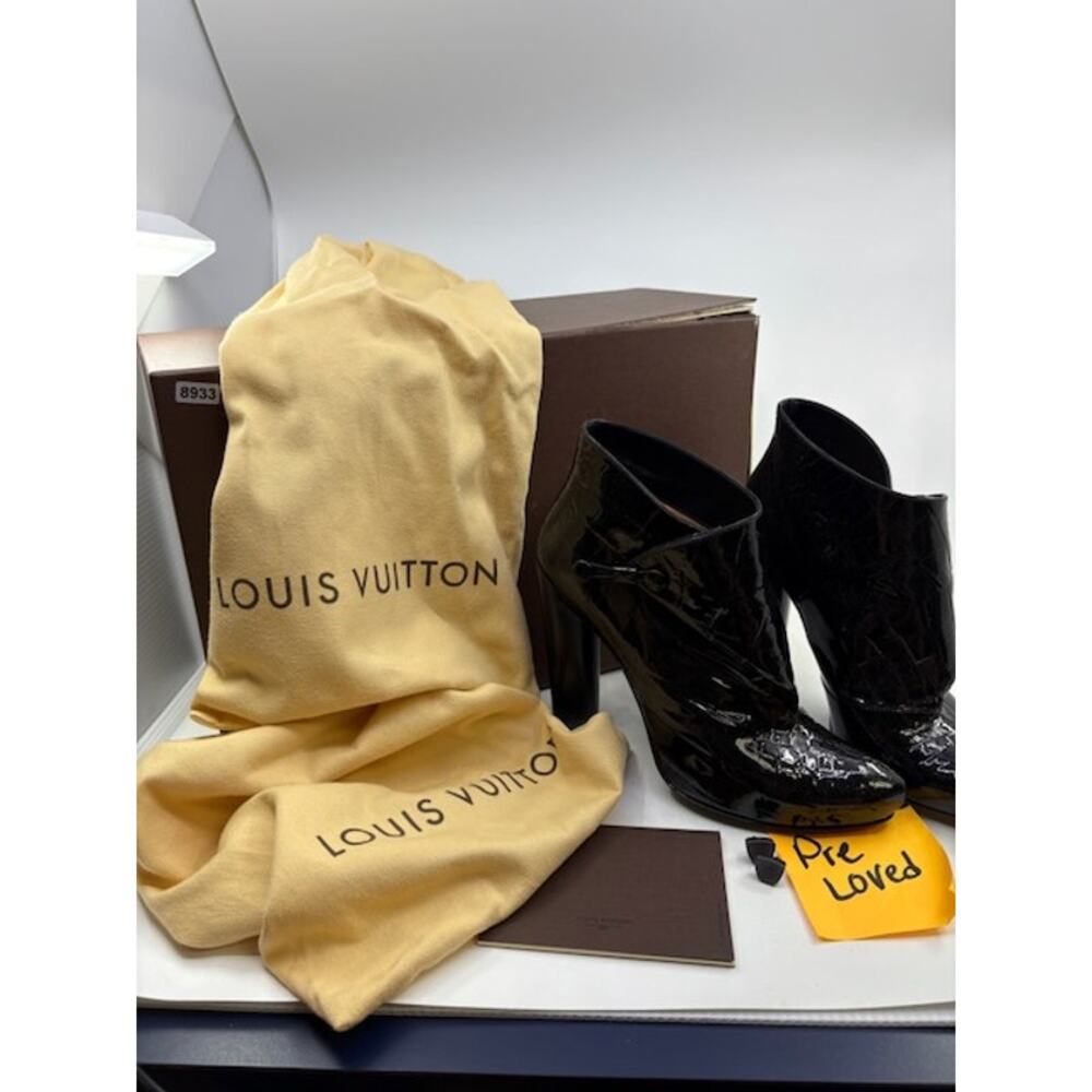 Louis Vuitton Delft Cornelia Croc Patent Leather Ankle Boots Black Size 38.5 - Picture 4 of 14